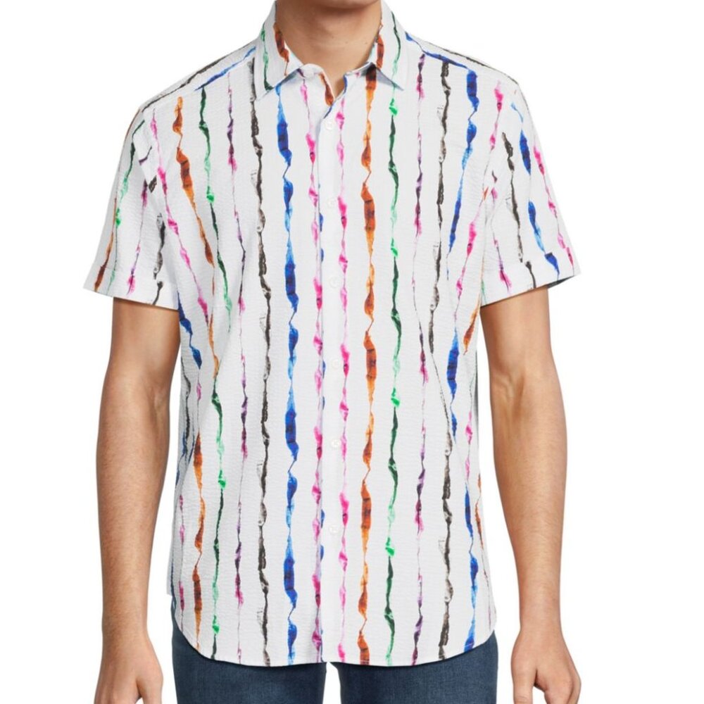 Robert Graham WILLETTS Seersucker Classic Fit Short Sleeve Button Down NWOT XL